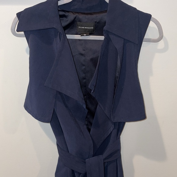 Club Monaco Birte Trench Belted Vest Size Small Navy - Picture 6 of 13